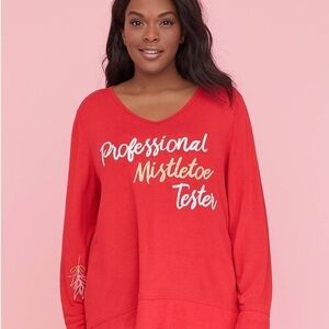 Cacique red graphic brushed jersey holiday sleep top